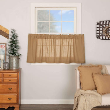 Burlap Natural Tier Curtain Set of 2 L24xW36 - The Fox Decor